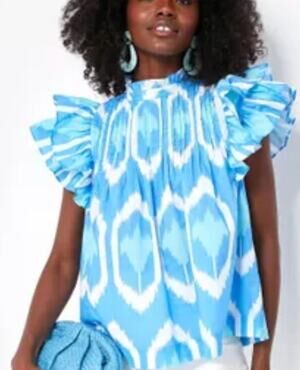 Oliphant Pintuck Ruffle Top size S small